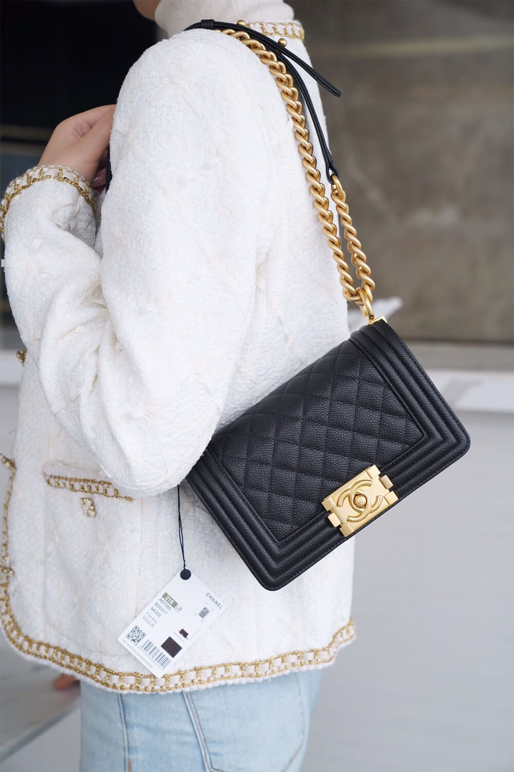 Chanel Le Boy Bag 25cm A67086 Black Caviar Leather