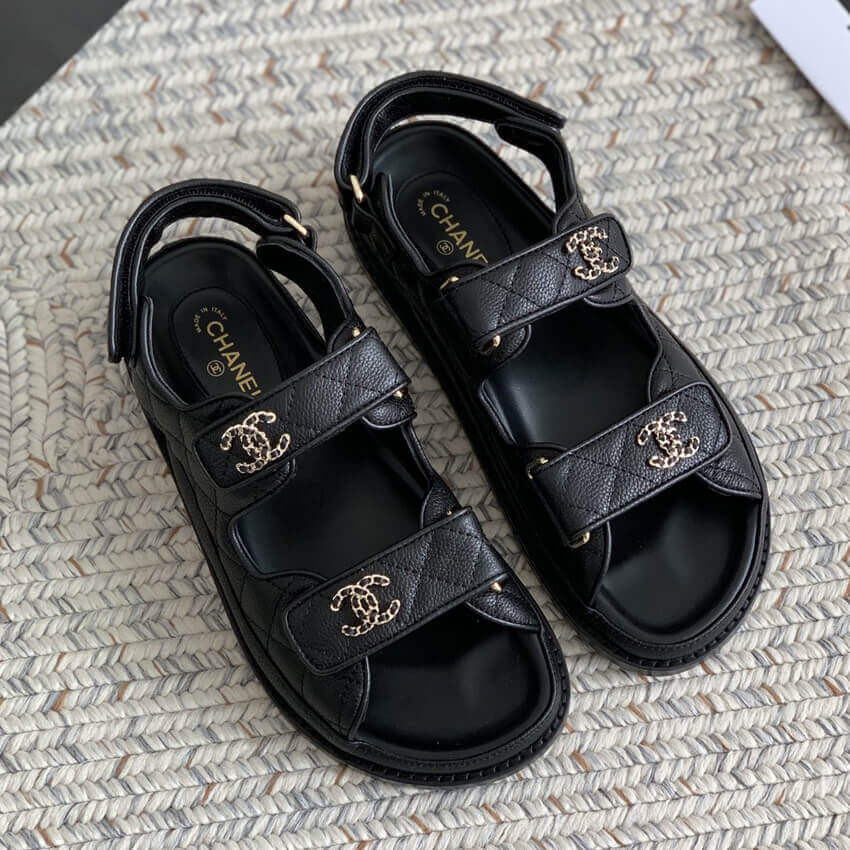 Chanel Woven CC Velcro Sandals 261155