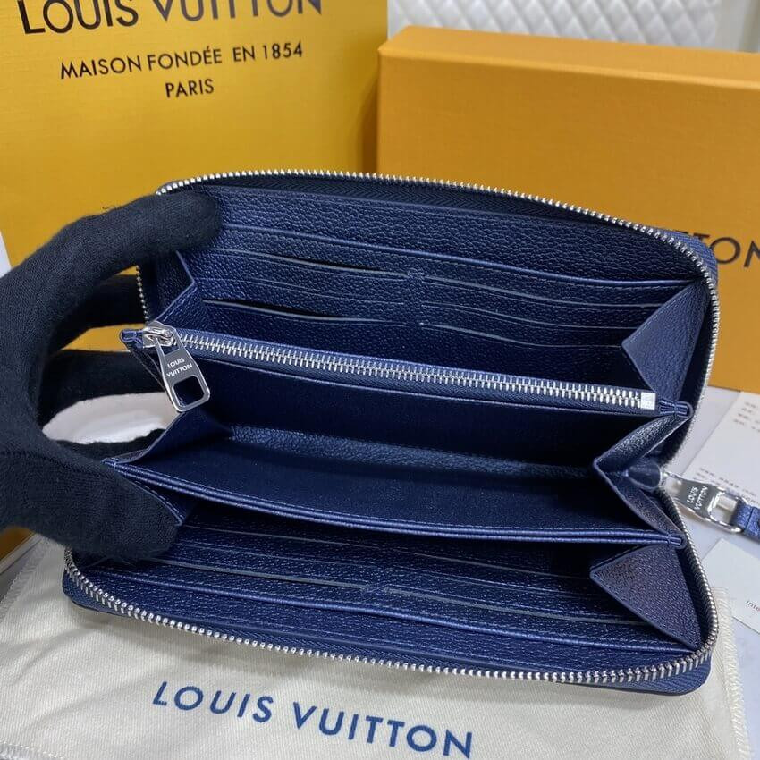Louis Vuitton Monogram Empreinte Leather Zippy Wallet M80958 Navy Nacre