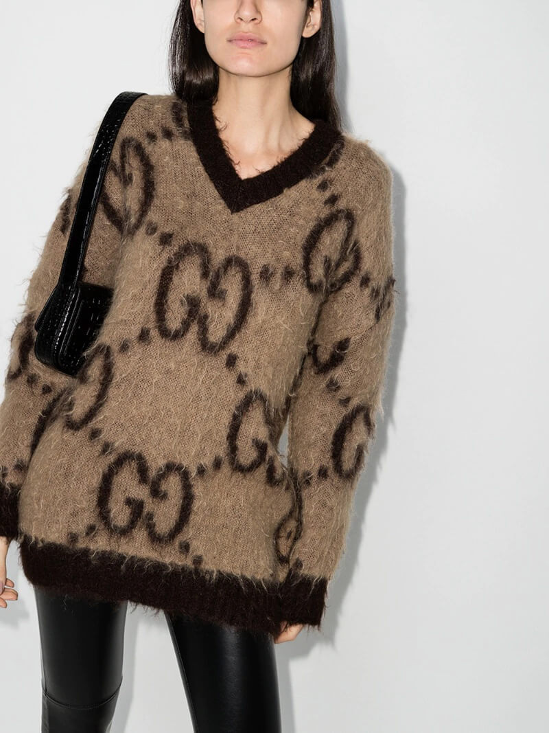 Gucci GG Mohair Wool V-Neck Sweater 639380