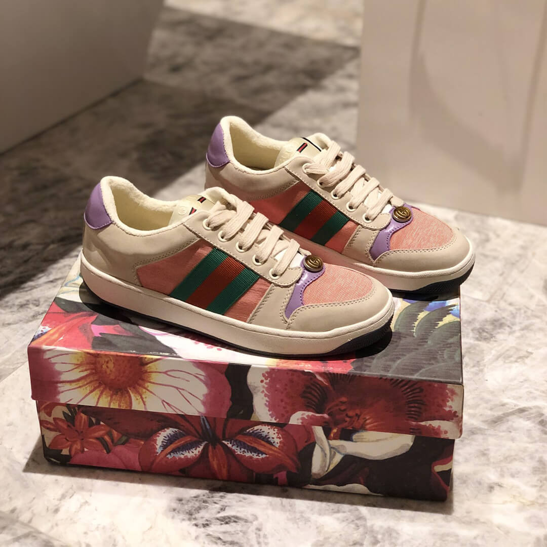 Gucci Screener Leather Sneaker 577684 Pink