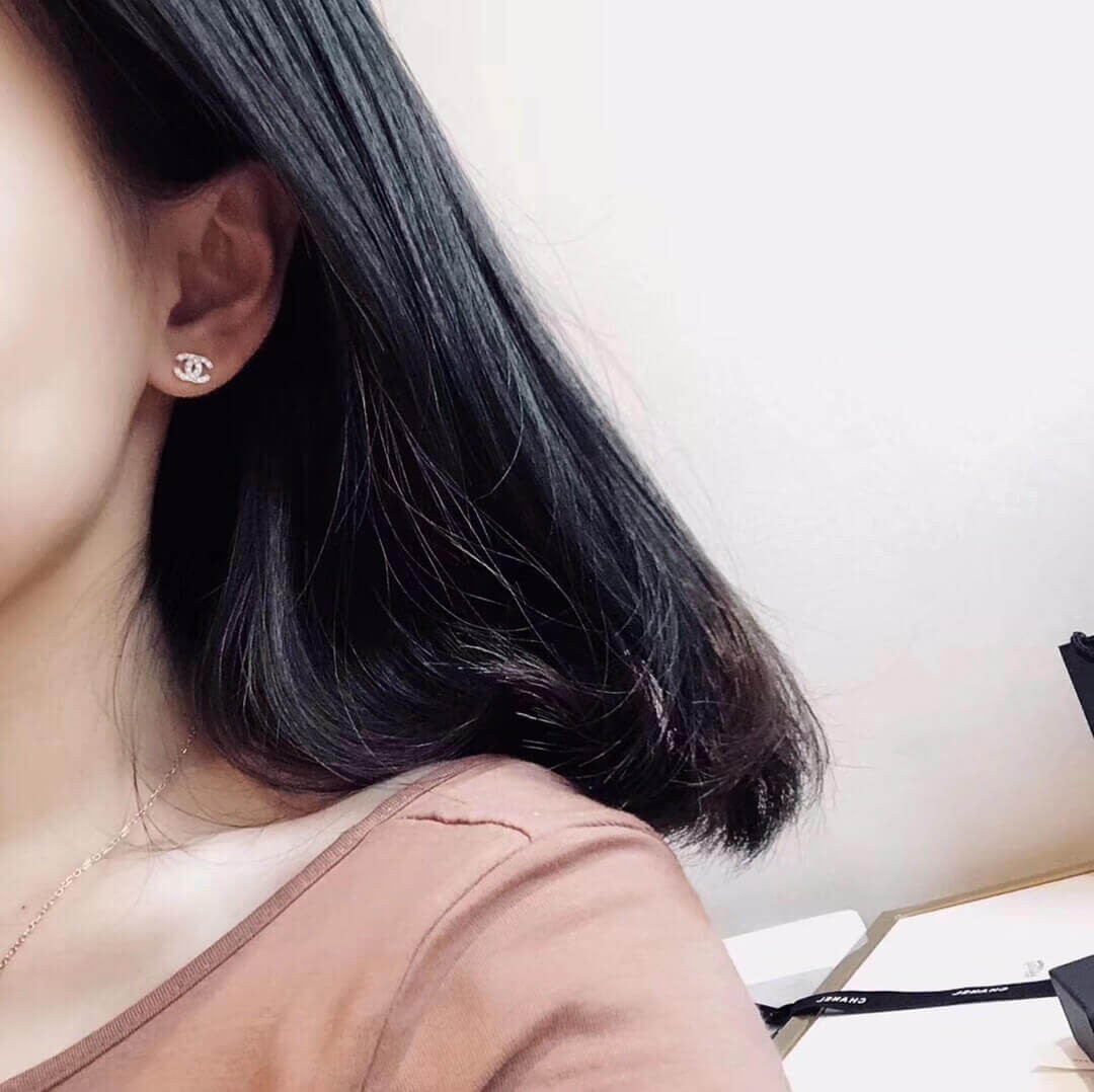 Chanel Crystal CC First Class Stud Earrings 447884