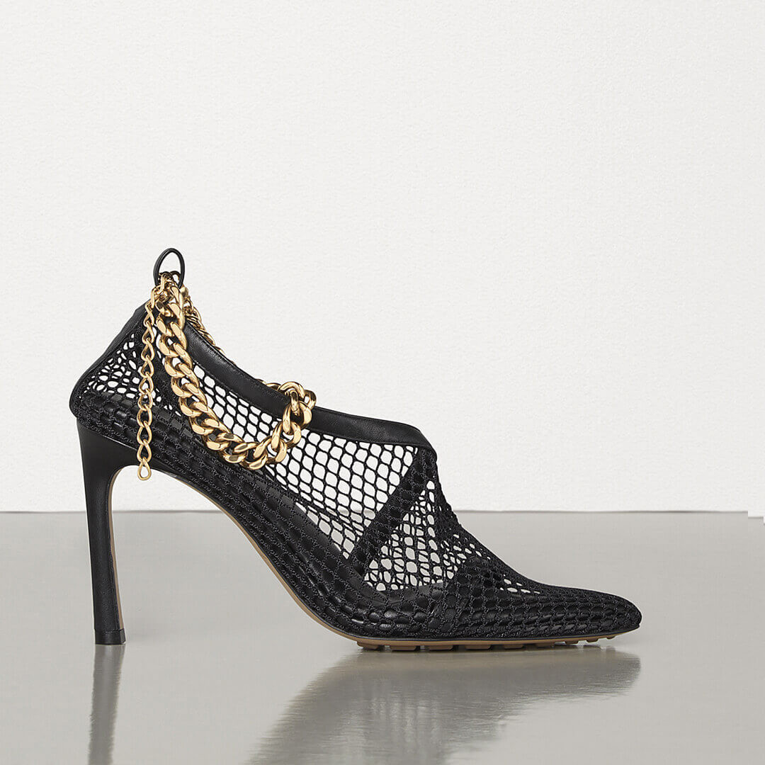 Bottega Veneta Chain-Trimmed 100mm Mesh Sandals 618755