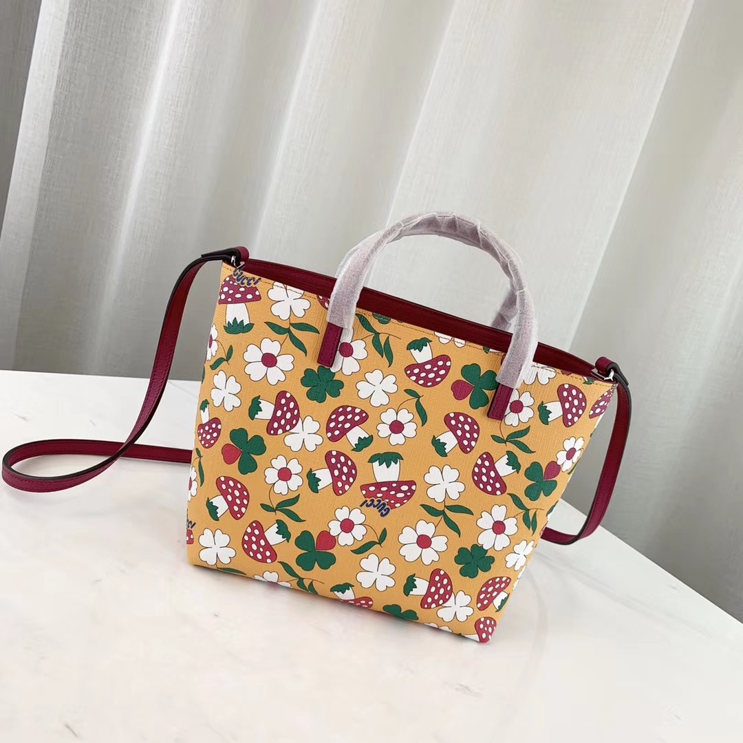 Gucci Childrens Flower Mushroom-Print Tote 410812