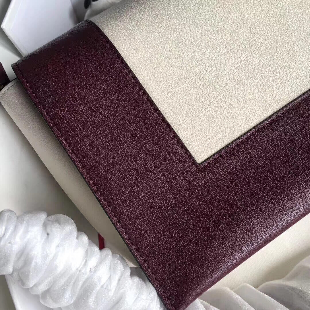 Celine Frame Medium Shoulder Bag 180263 Burgundy/White