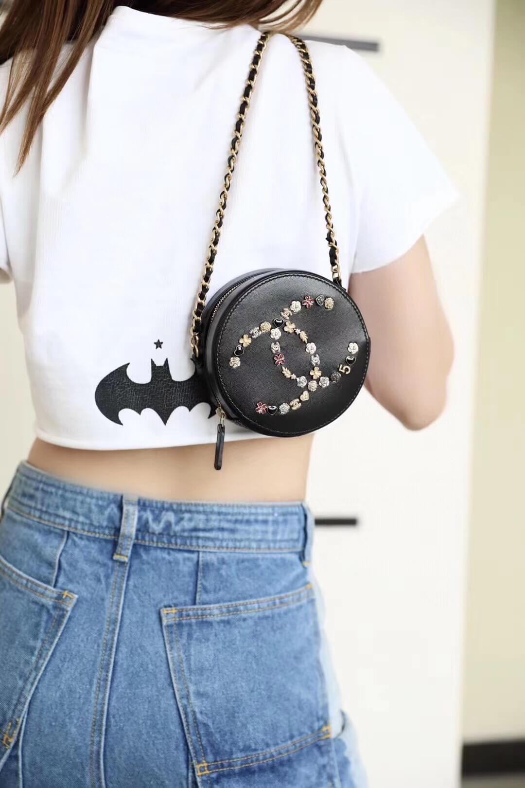 Chanel Studded CC Detail Round Bag AS1180