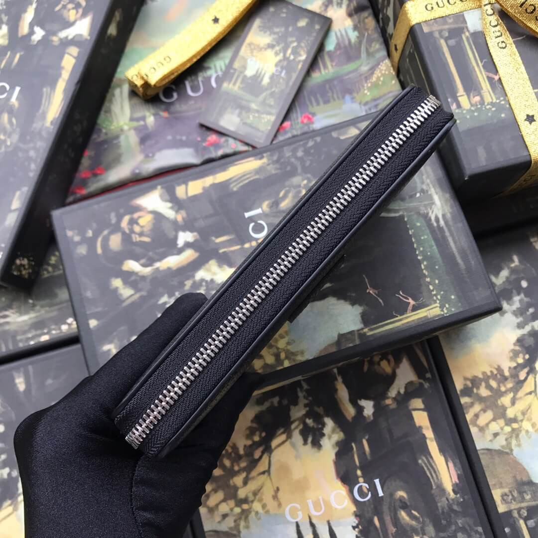 Gucci Leather Zip Around Wallet With Web 435298