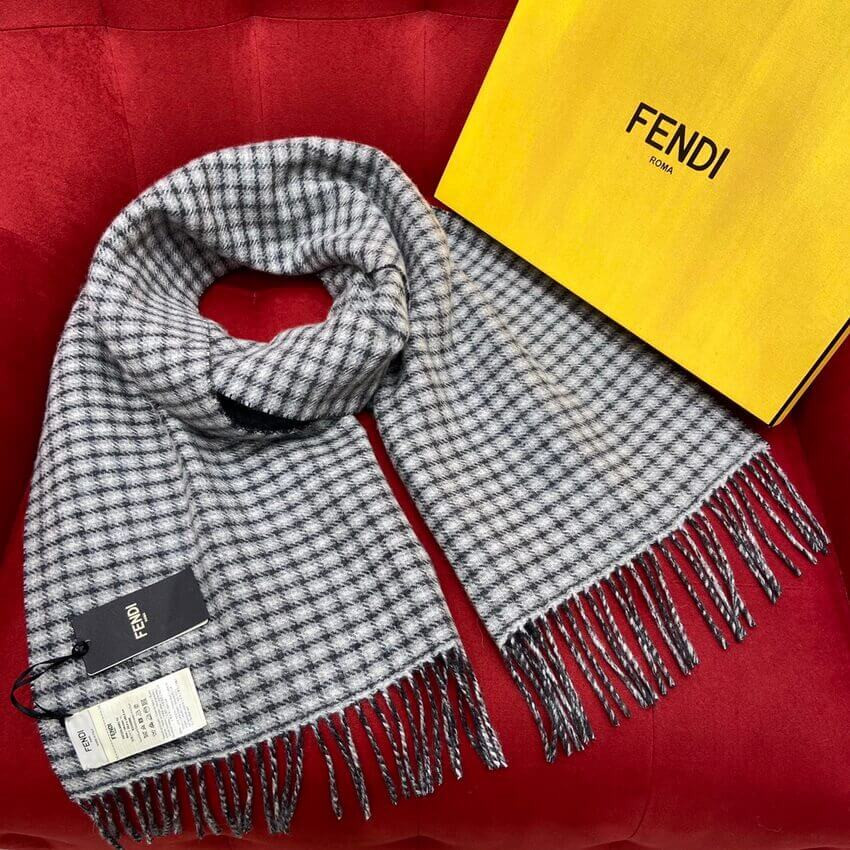 Fendi Grey Wool And Cashmere Scarf FXT334