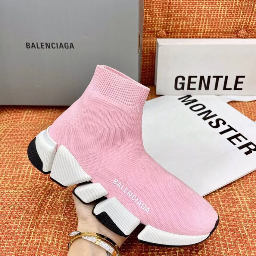Balenciaga Speed 2.0 Knit Sock Sneakers 617239 Pink