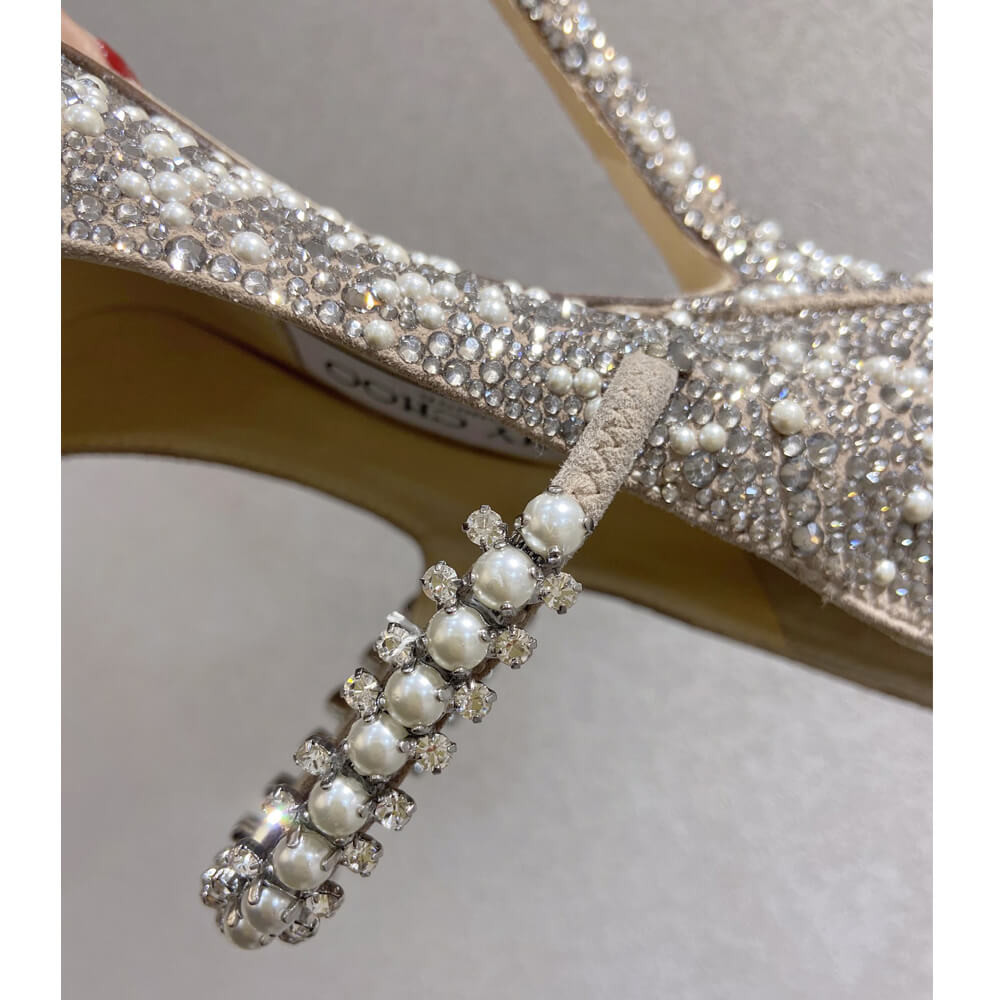 Jimmy Choo Baily 10cm Ballet Pink Suede Mary Jane Pearl Pumps 81115