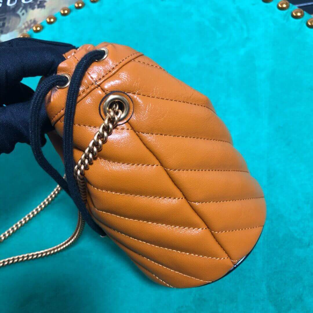 Gucci GG Marmont Mini Bucket Bag 575163 Cognac