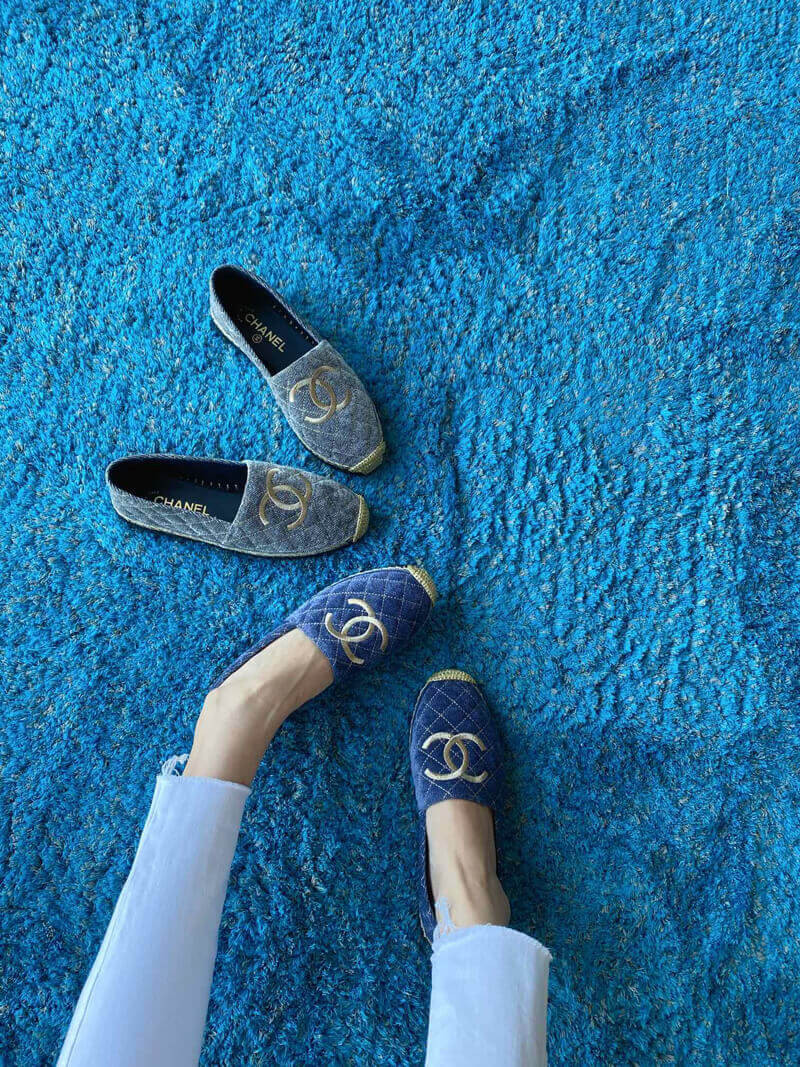 Chanel CC Logo Velvet Espadrilles G32910