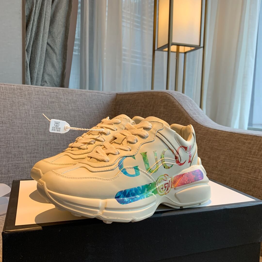 Gucci Rhyton Leather Sneaker With Gucci Logo 553608 White