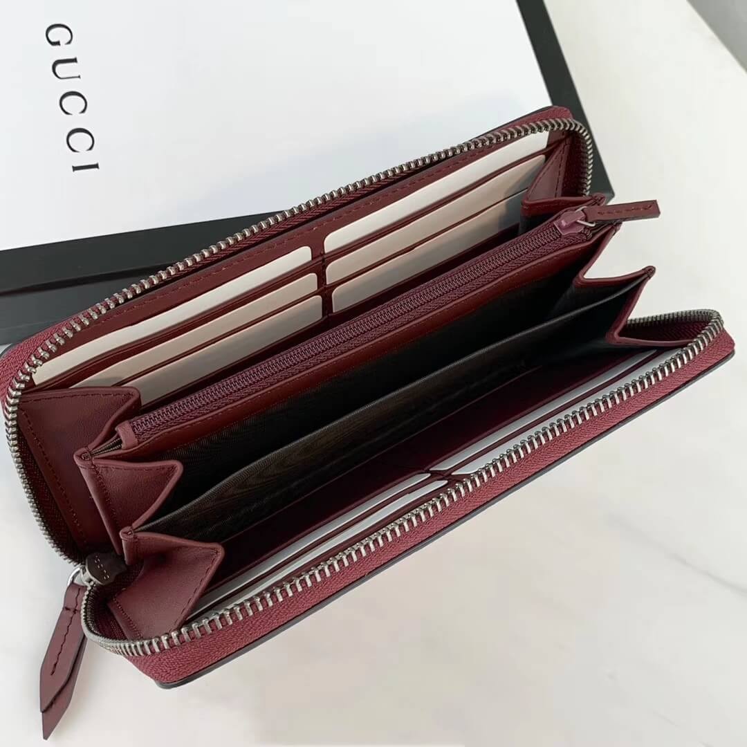 Gucci GG Blooms Supreme Zip Around Wallet 404071 Red