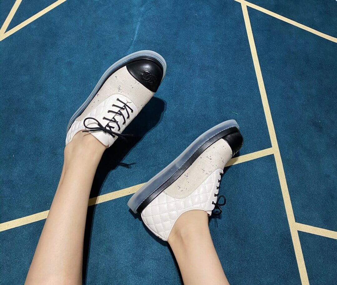 Chanel Calfskin Lace-Ups G37238 White