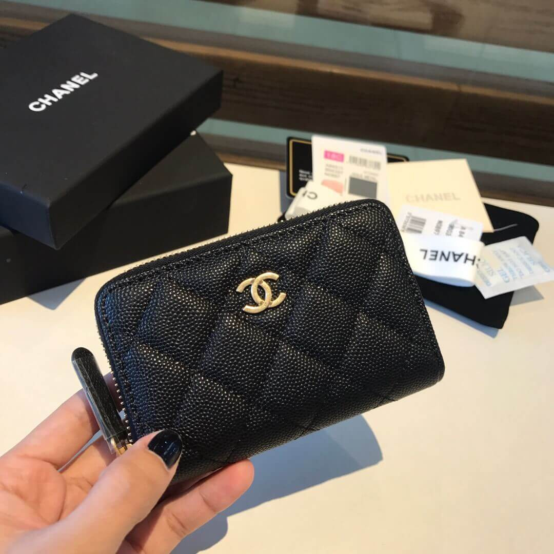 Chanel Grainy Calfskin Classic Zipped Card Holder A84511