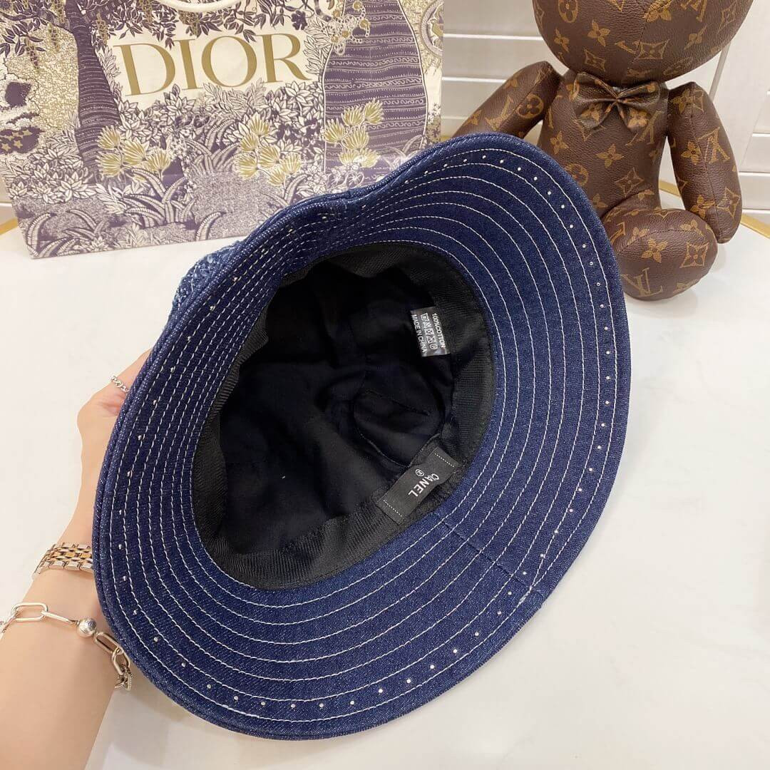 Chanel Badge Denim Bucket Hat D012