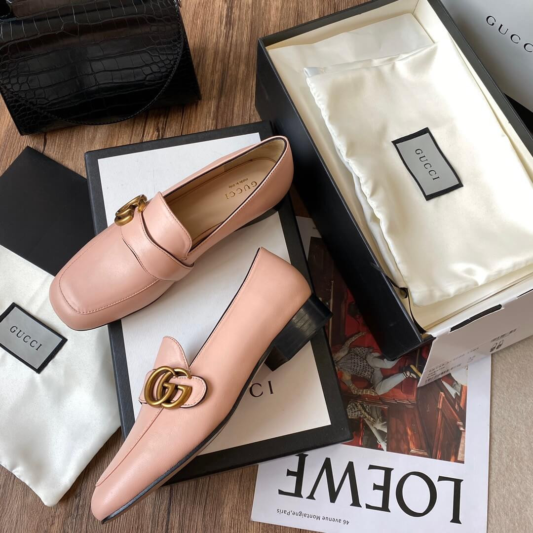 Gucci Leather Loafer with Double G 602496 Pink