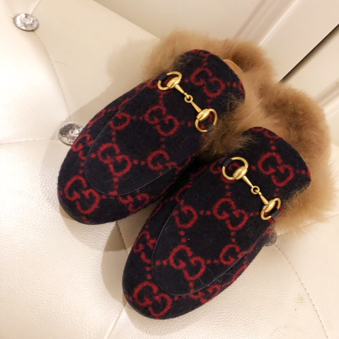 Gucci Princetown GG Velvet Slipper 448657 Black/Red