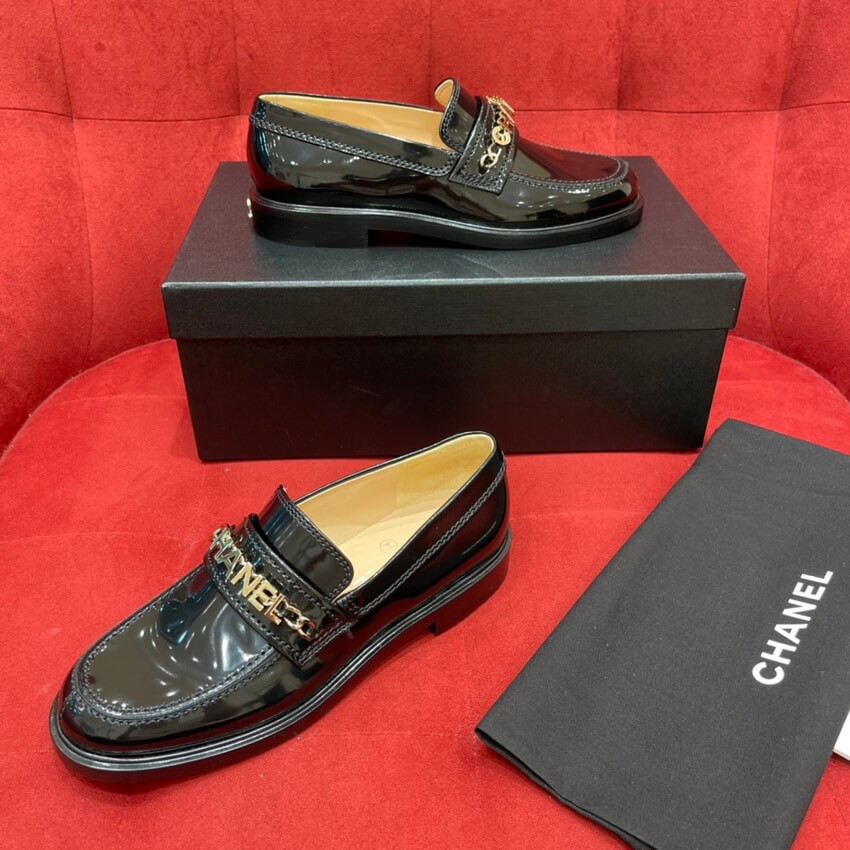 Chanel Patent Calfskin Loafers Black