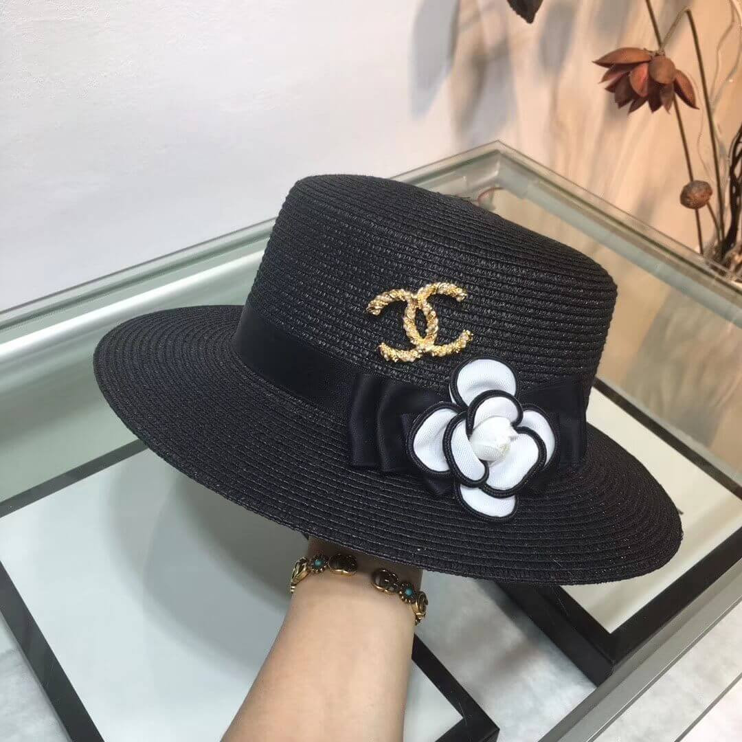 Chanel Flower Embellished Straw Hat AA6730
