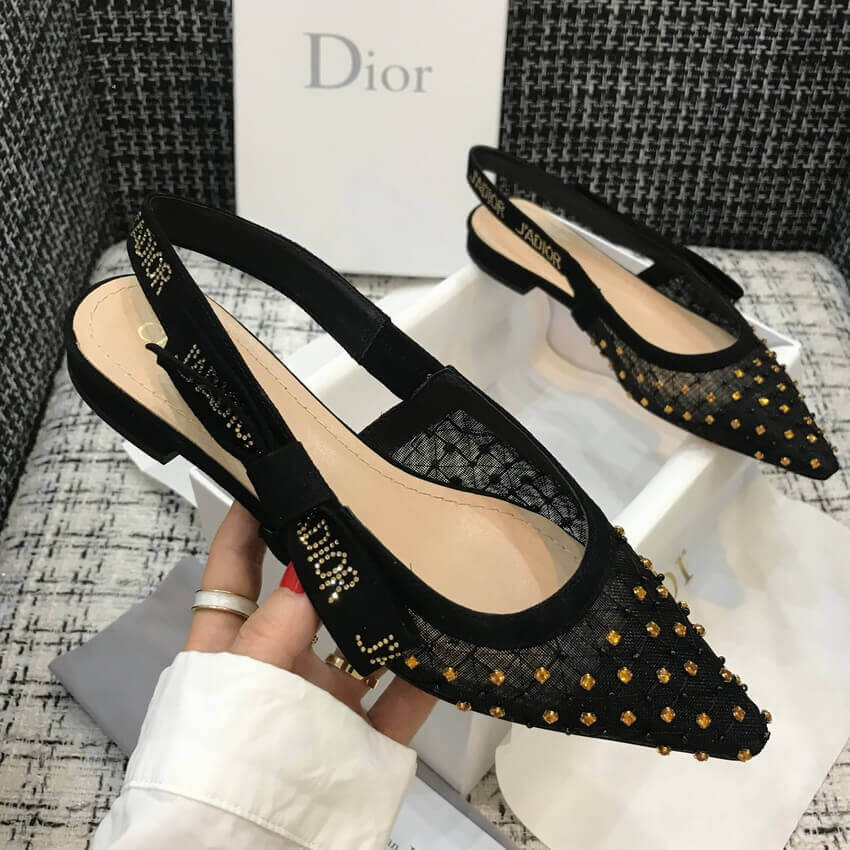 Dior Jadior Slingback Ballerina Flat with Thread and Bead Embroidery P766