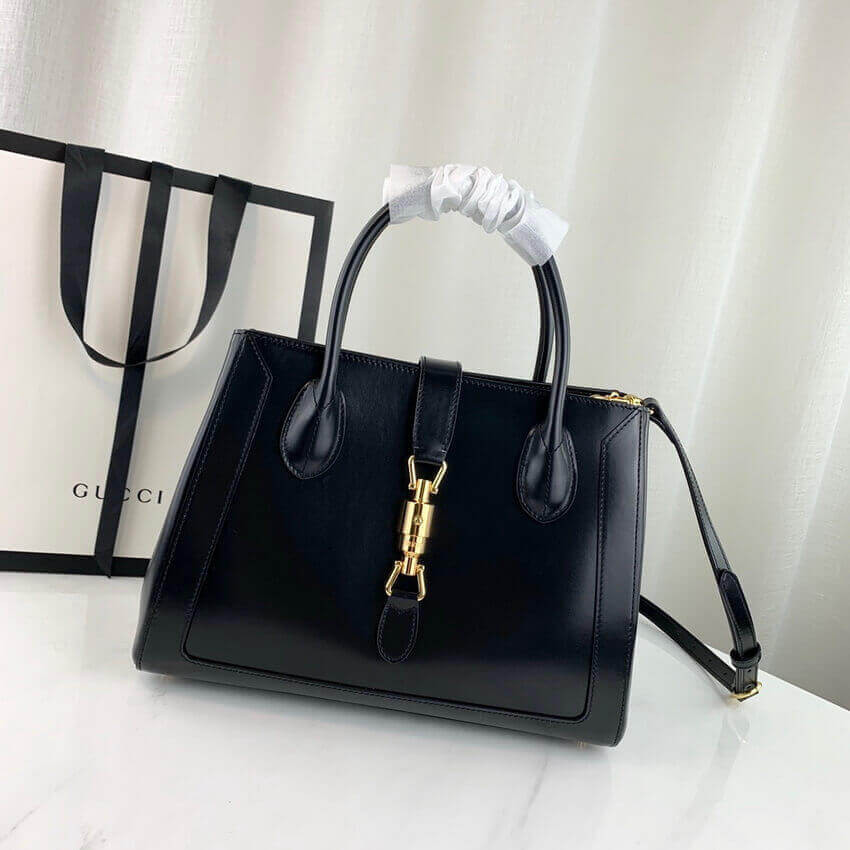 Gucci Jackie 1961 Medium Tote Bag in Black Leather 649016