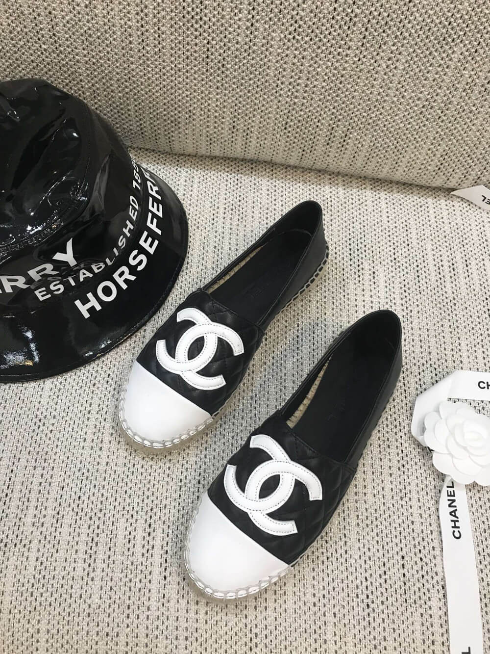 Chanel CC Quilted Espadrilles G29762 Black/8White