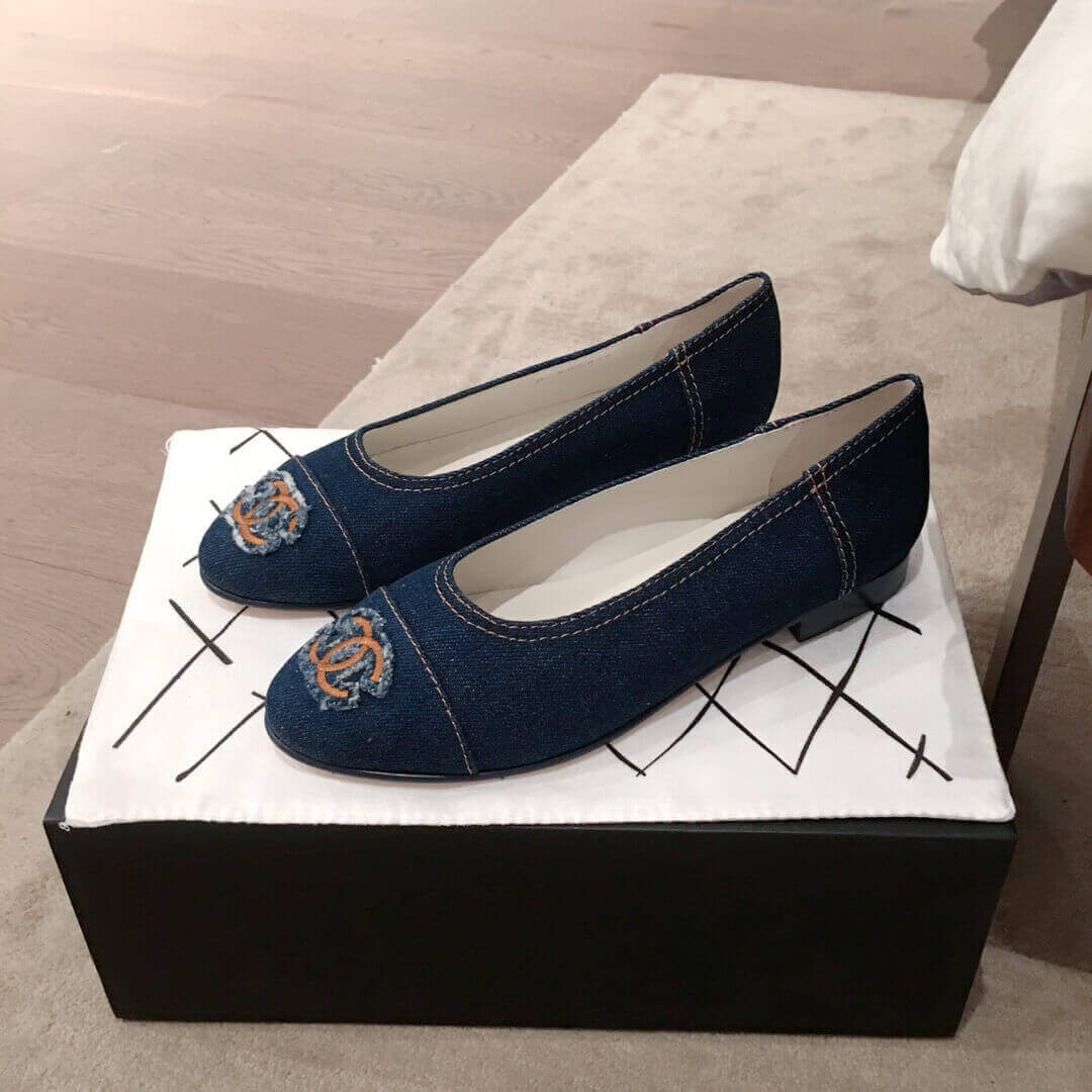 Chanel Denim Logo Ballerinas G35780
