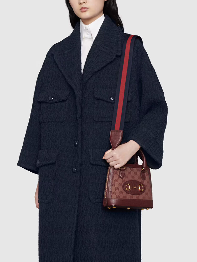 Gucci Horsebit 1955 GG Mini Bag 677212 in Burgundy GG Canvas