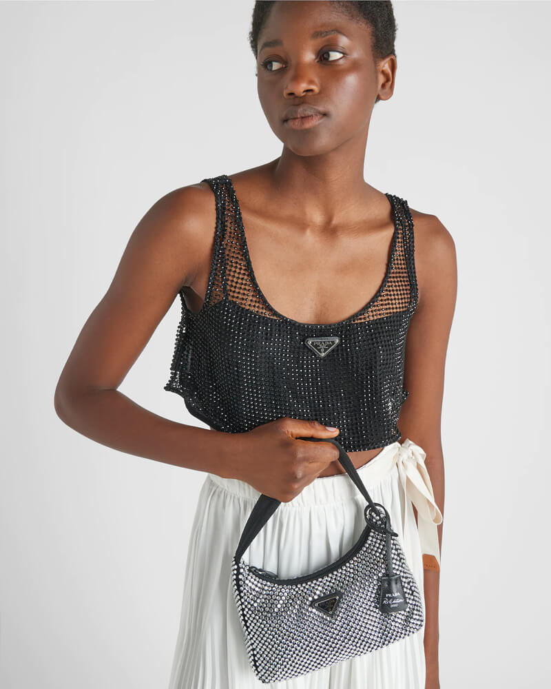 Prada Satin Mini-Bag With Artificial Crystals 1NE515