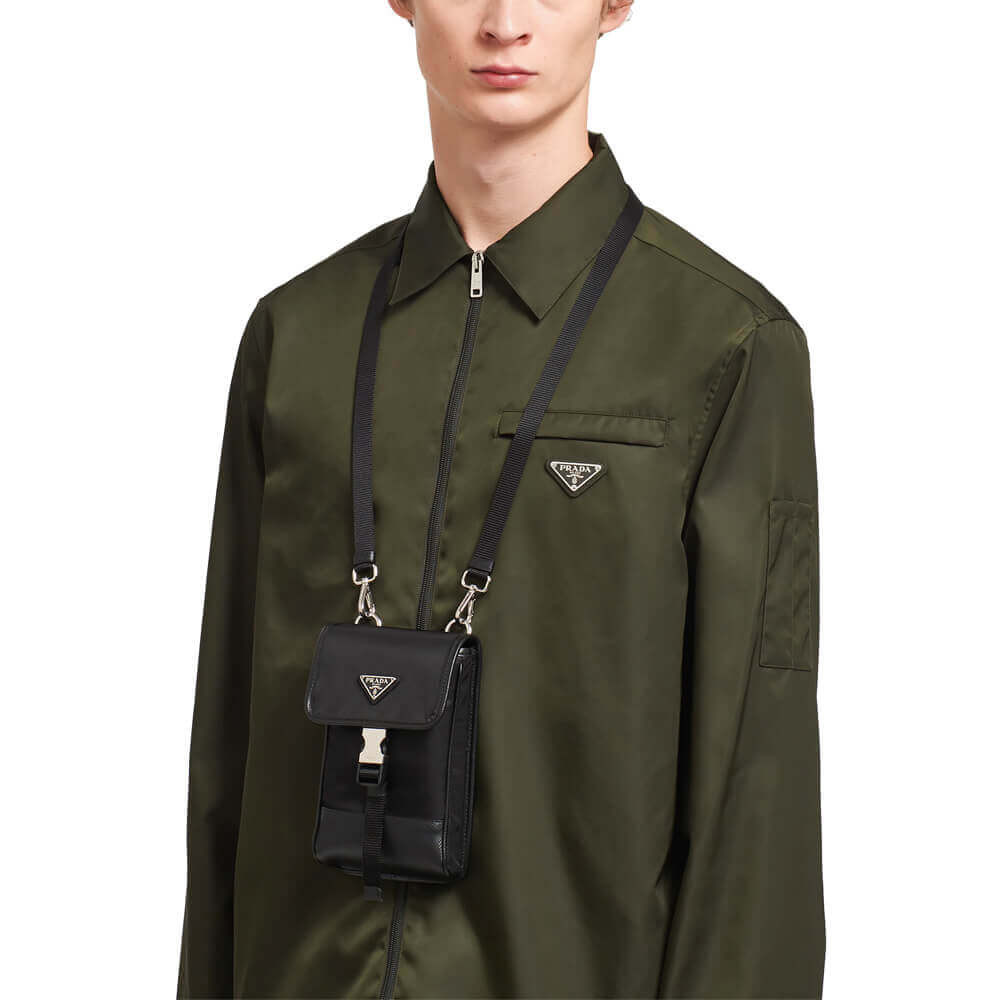 Prada Nylon and Saffiano Leather Smartphone Case 2ZH109 Black