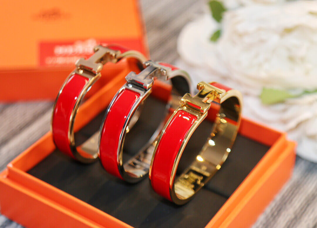 Hermes Narrow Clic H Bracelet In Red