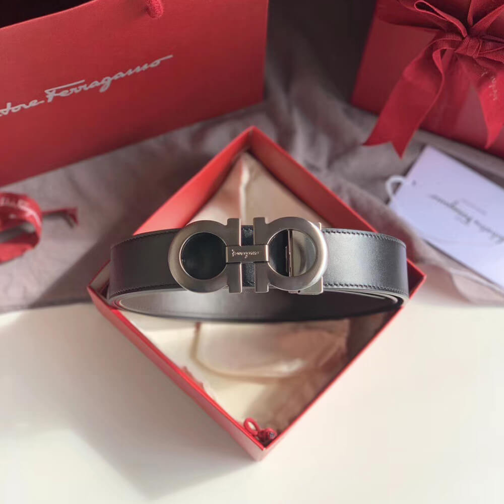 Salvatore Ferragamo Smooth Adjustable and Reversible 35mm Gancini Belt 67A161