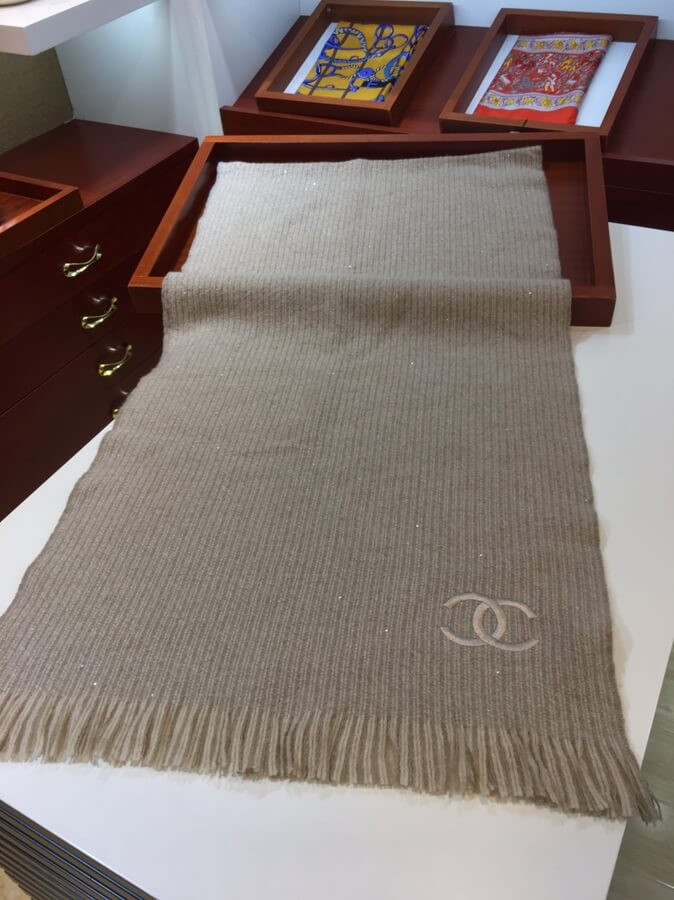 Chanel Cashmere Wool Sequins CC Stole 2512