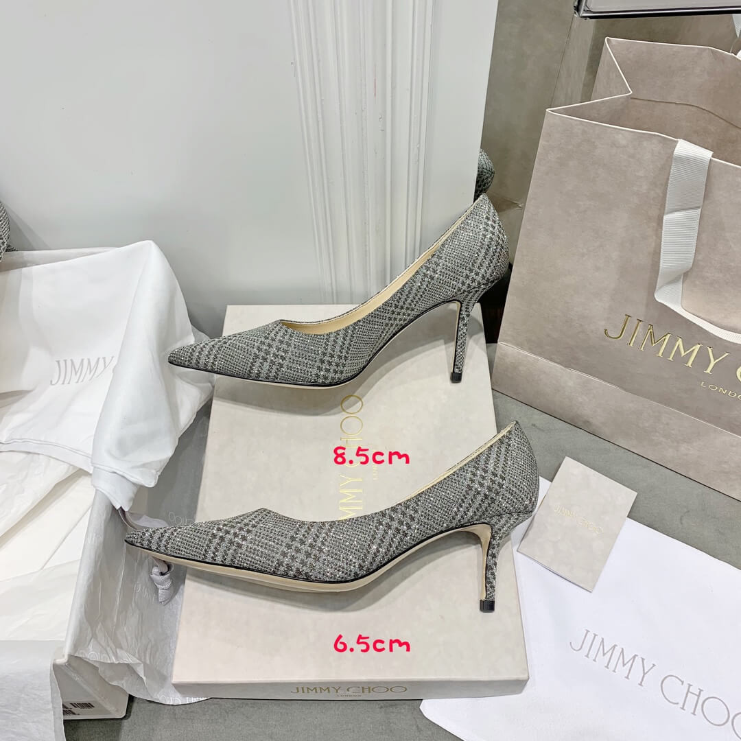 Jimmy Choo Romy Grey Glitter Fabric Pointy Toe Pumps 120011