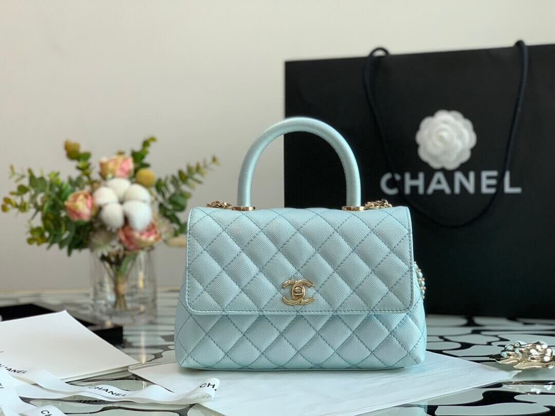 Chanel Grained Calfskin Mini Flap Bag with Top Handle 99003