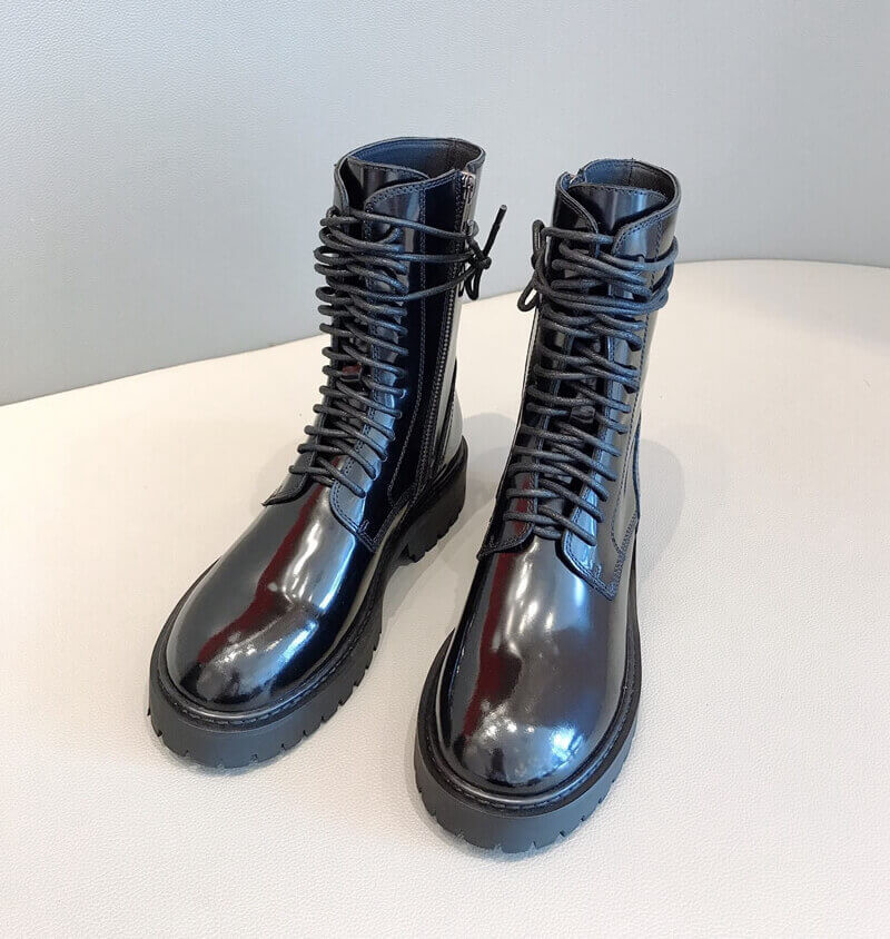 Ann Demeulemeester Patent Lace-Up Ankle Boots A144