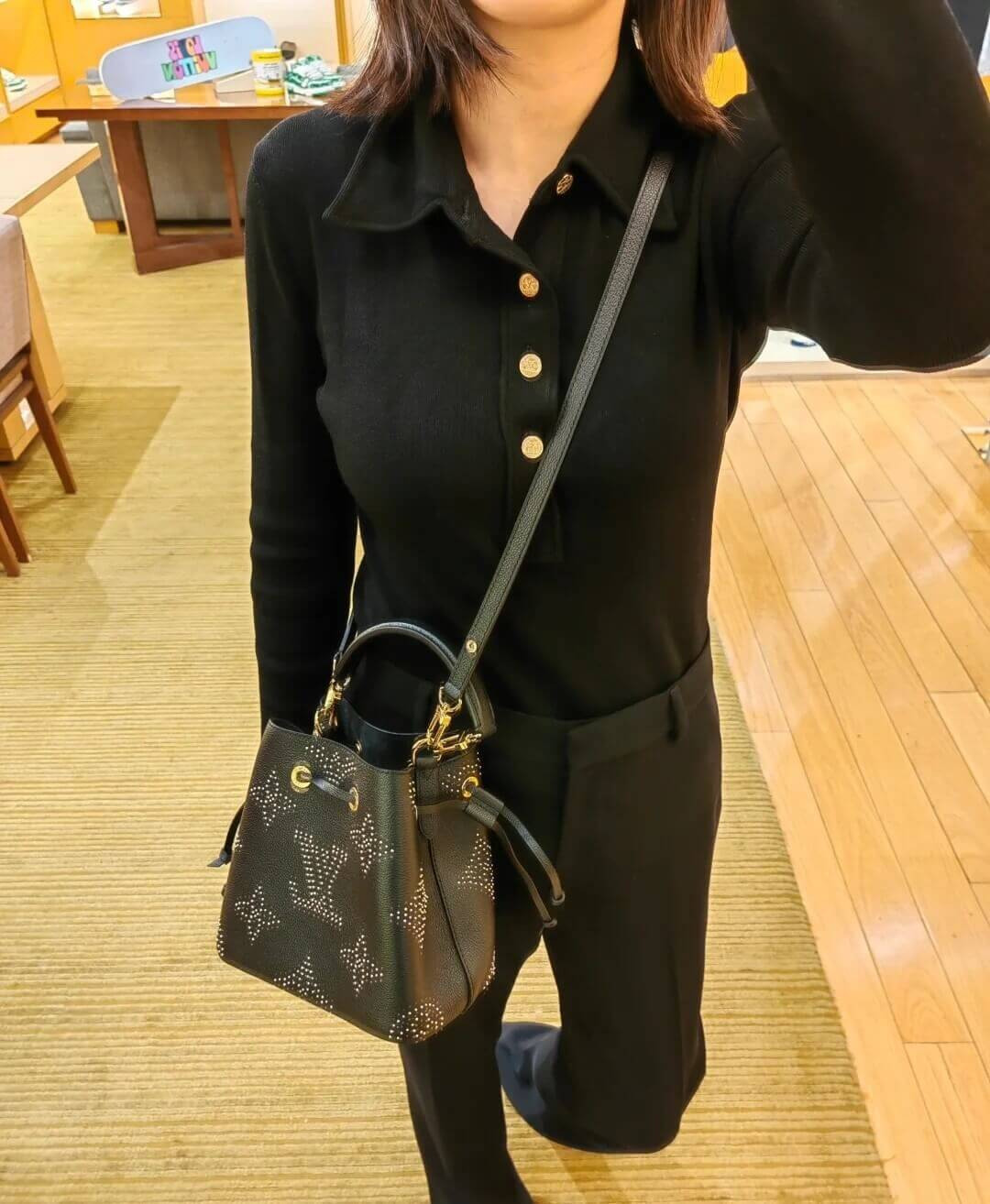 Louis Vuitton Neonoe BB M46734 Black Monogram Empreinte With Studs