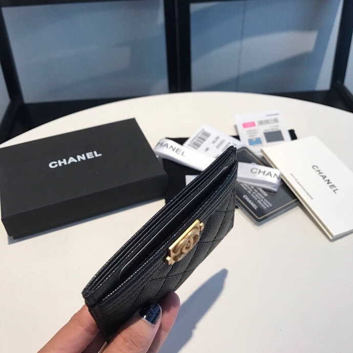 Chanel Grained Calfskin Boy Card Holder A84431