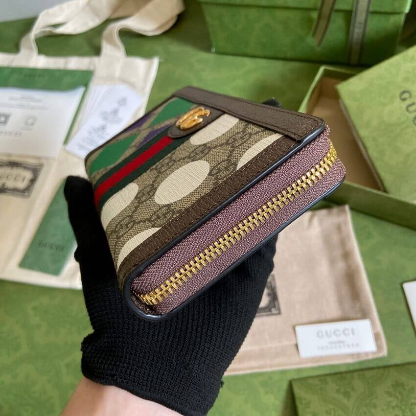 Gucci Geometric Motifs Ophidia Zip Around Wallet 523154
