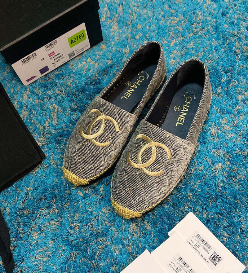 Chanel CC Logo Velvet Espadrilles G32910