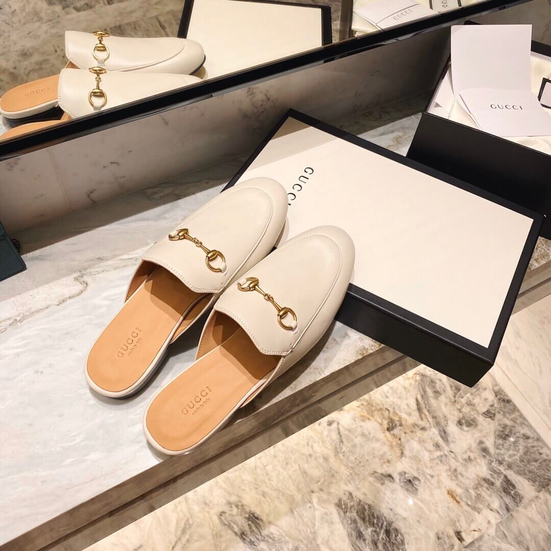 Gucci Princetown Leather Slipper 423513 White