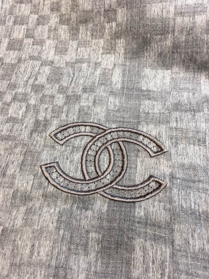 Chanel Cashmere Wool Sequins CC Stole C2677