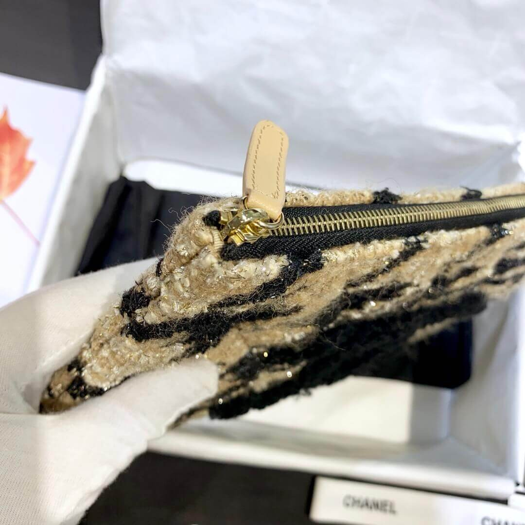 Chanel Tweed Pouch Clutch Bag AP0803