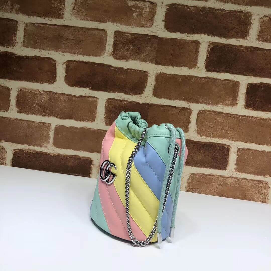 Gucci GG Marmont Mini Bucket Bag In Pastel And Rainbow 575163
