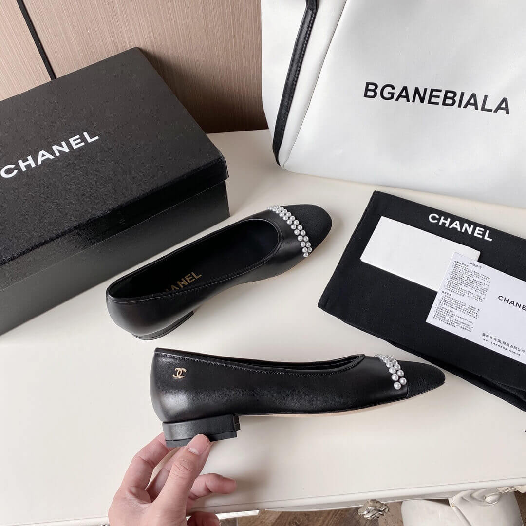 Chanel Pearl Embellished Ballerinas 36126