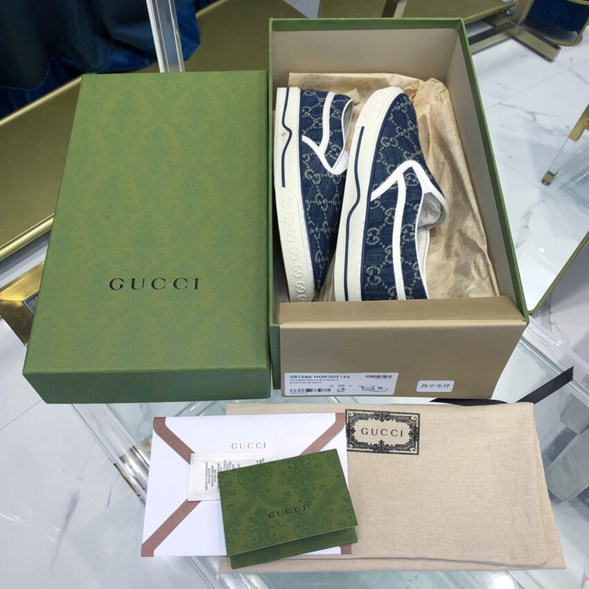 Gucci Tennis 1977 Blue Denim Slip-On Sneaker 643489