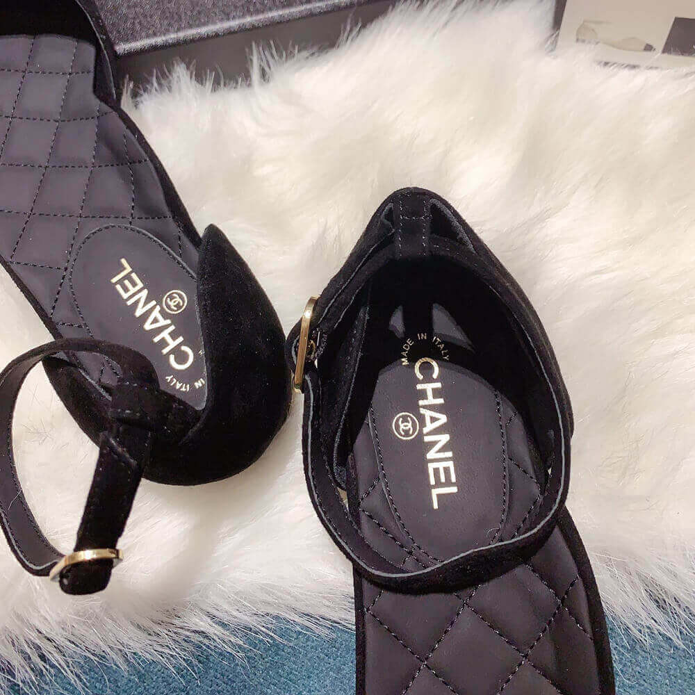 Chanel Suede Calfskin & Grosgrain Mary Janes G36048