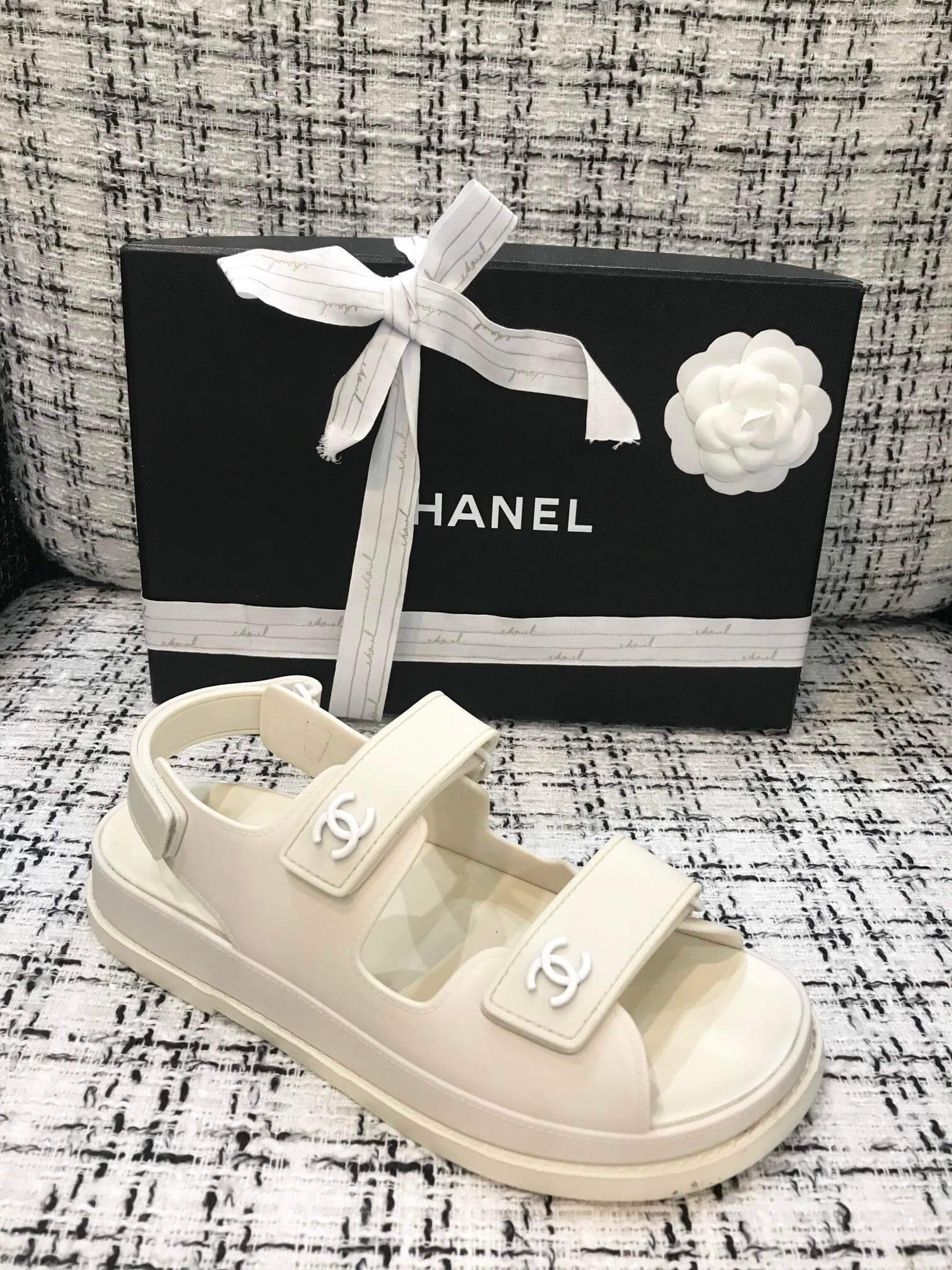 Chanel Velcro Sandals G31848 White